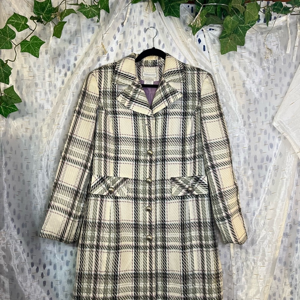 Worthington plaid pea coat size 12